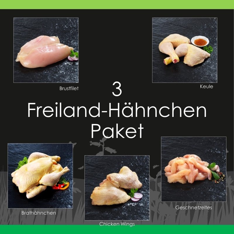 3 - Freilandhähnchen Paket - GreenOx - Feinstes Weidefleisch aus Deutschland